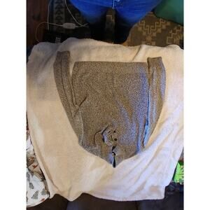 Vintage Mens Sweater Gray Knit Henley Mock Neck Red Plaid Trim L